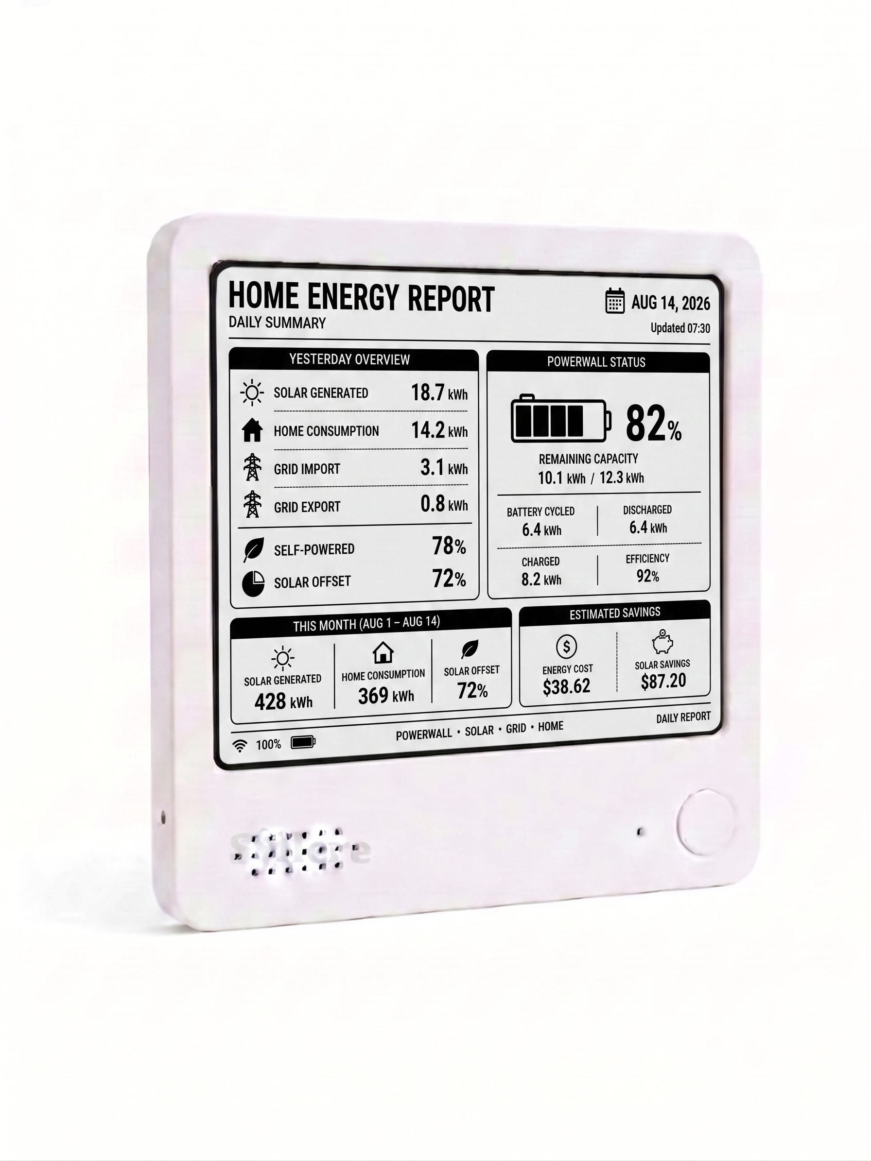Tesla Powerwall Solar Tracker -Real-time Monitor, Home energy monitor, Power usage monitor, Smart Home Dashboard, Engineers Gifts detail image 3