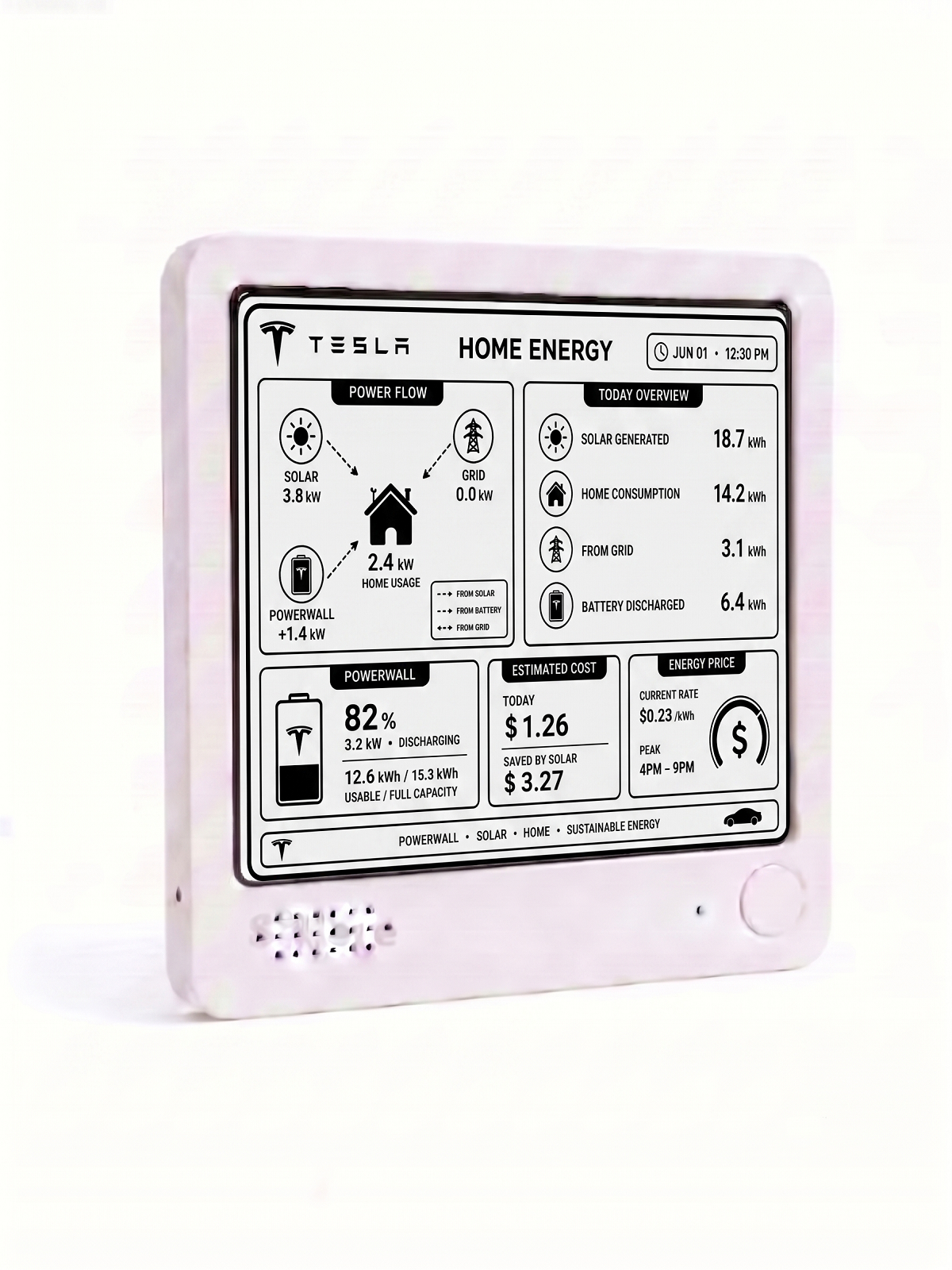 Everview -Tesla Powerwall, Real-time Data Monitor, Home Energy Monitor, Solar Energy tracker, Multi-Platform Connectivity, Gift for Men Tech detail image 6