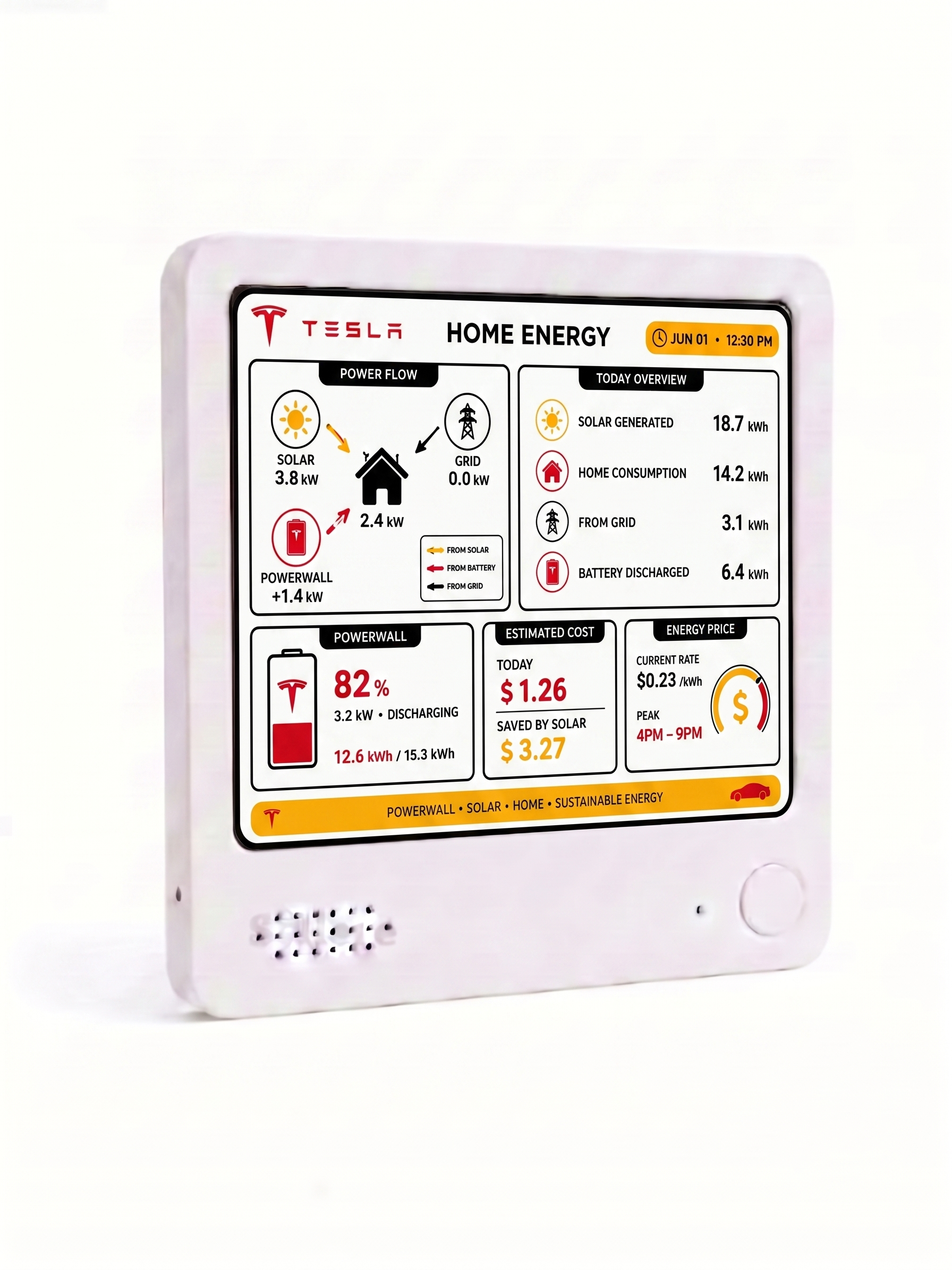 Everview -Tesla Powerwall, Real-time Data Monitor, Home Energy Monitor, Solar Energy tracker, Multi-Platform Connectivity, Gift for Men Tech detail image 1