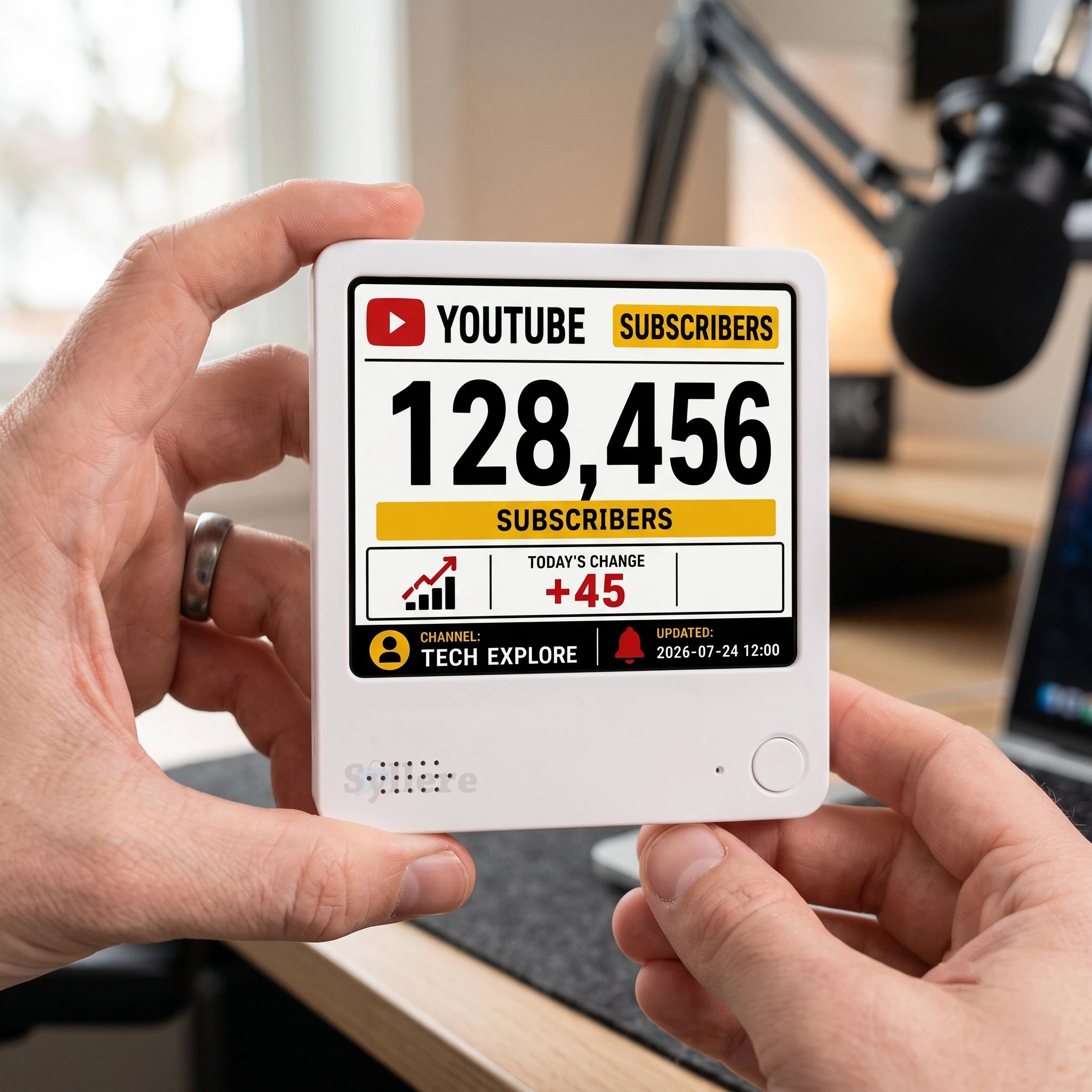 YouTube Subscriber Counter, Real-Time Social Media Tracker, Multi-Platform Connectivity, Portable E-Ink Display, Gift for Him/Her detail image 2