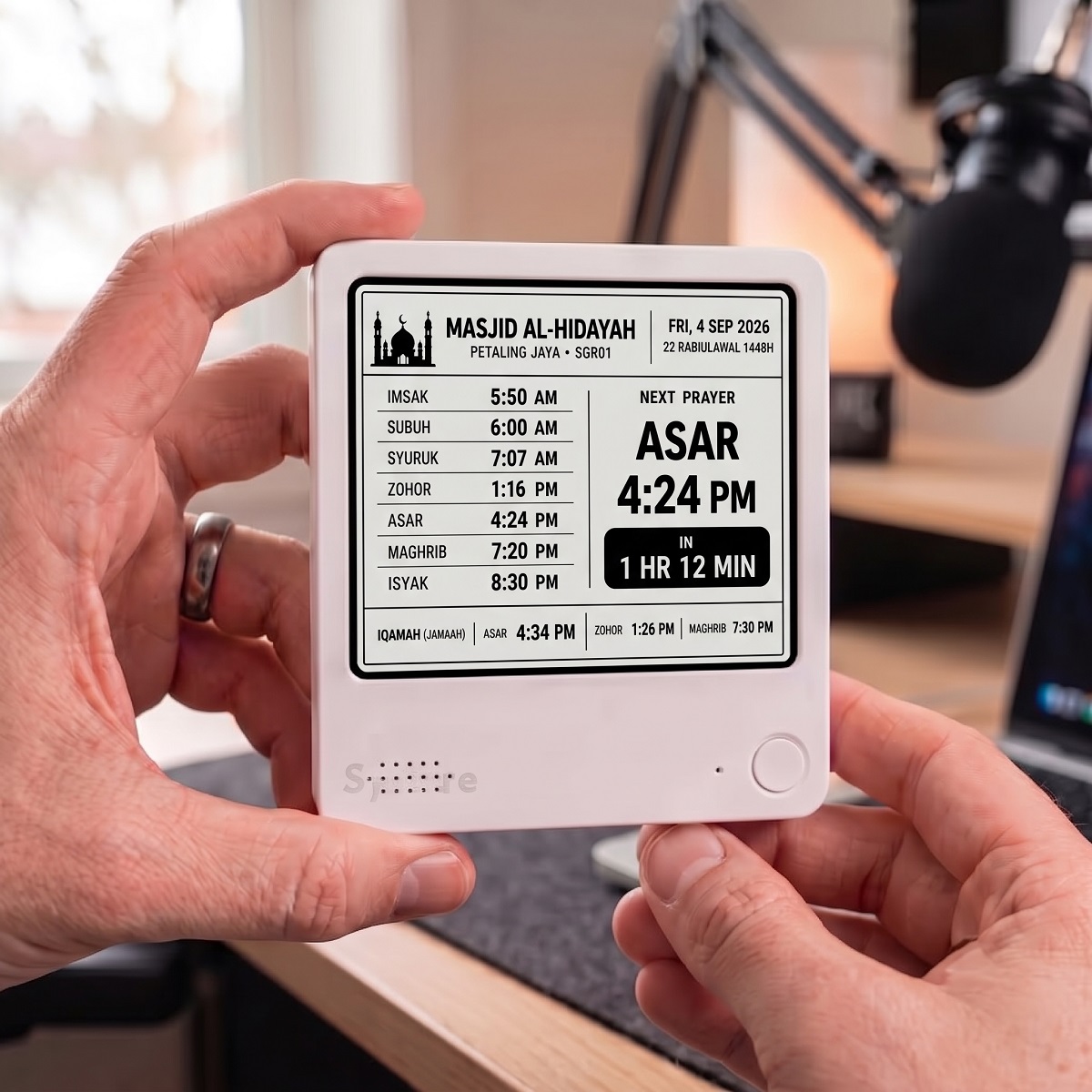 Everview Smart Waktu Solat E-Ink Display, Masjid & Surau, Malaysia Prayer Time, Iqamah Display detail image 6