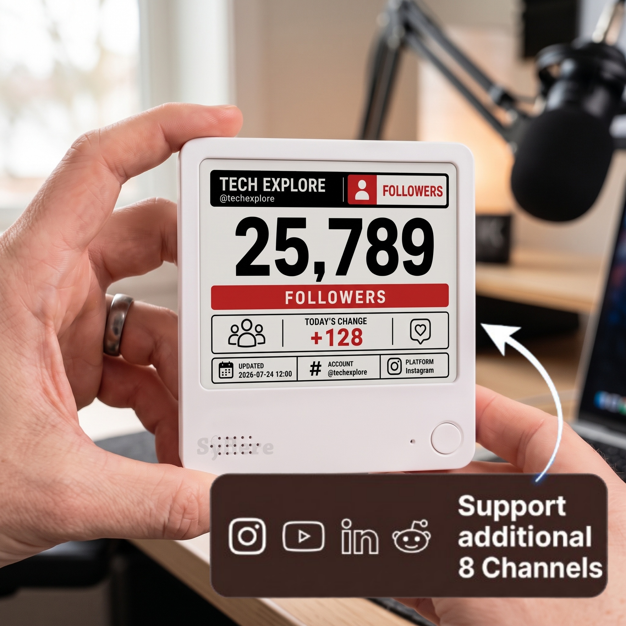 Instagram Follower Counter, Social Media Counter, Multi-Platform Connectivity, Productivity tracker, Gift for Content Creators