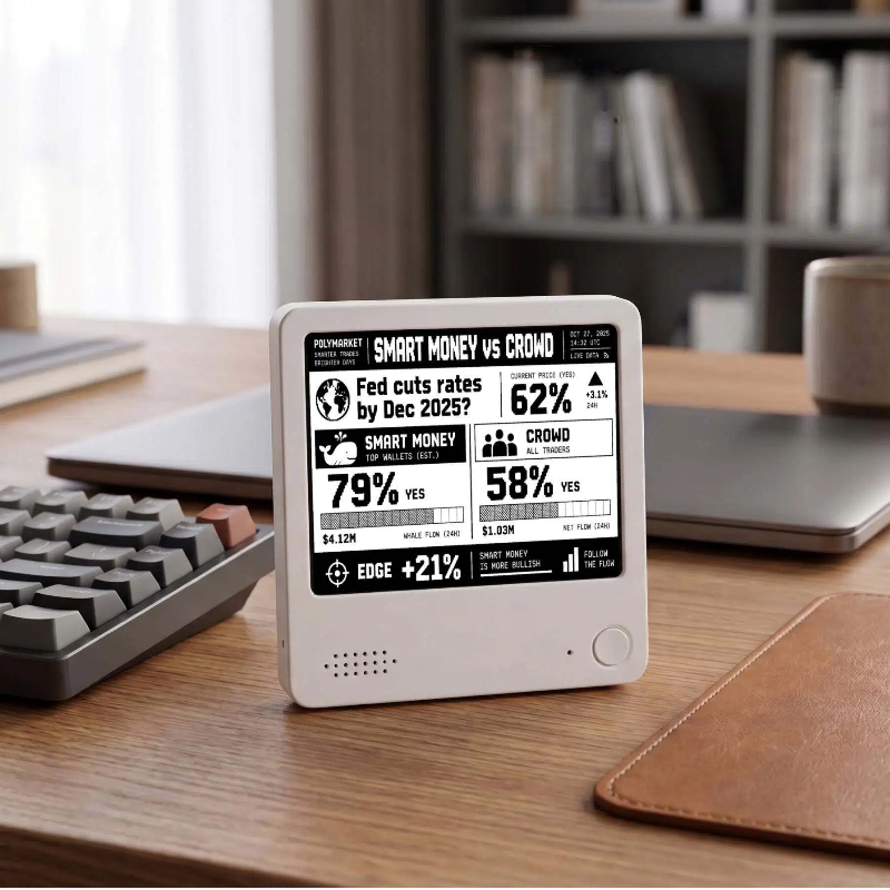 Polymarket Whale Radar E-Ink Display – Live Prediction Market Smart Money & Whale Tracker, Trading Desk Dashboard detail image 10